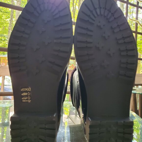 MENDHINI RUBBER-SUEDE TALL BLACK RAIN BOOTS SIZE 8 US 7.5 made in Italy - Picture 4 of 5